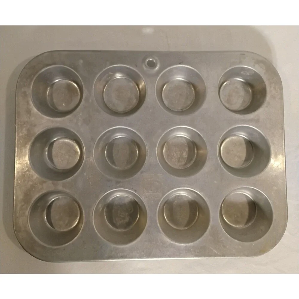 Vintage Mirro Mini Muffin Tin Pan  Aluminum  Tart Cupcake 12 Holes 2 1/2